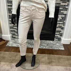 LOFT Cream Skinny Corduroy Pants with Stretch